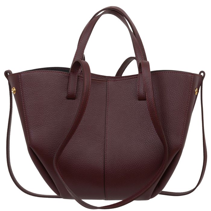 VERA PELLE torebka skórzana shopper mała rozpinana V695 c.bordowa