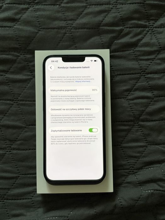 Iphone 13 86% kondycja baterii