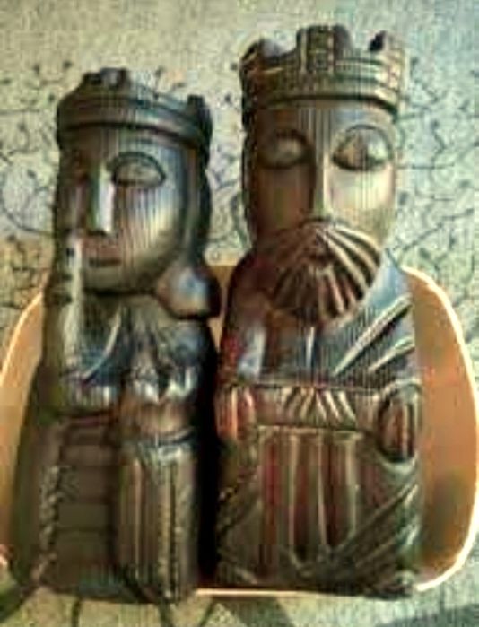 Conjunto Estatuetas Reis Madeira Xadrez Medieval 22 cm Ampara Livros