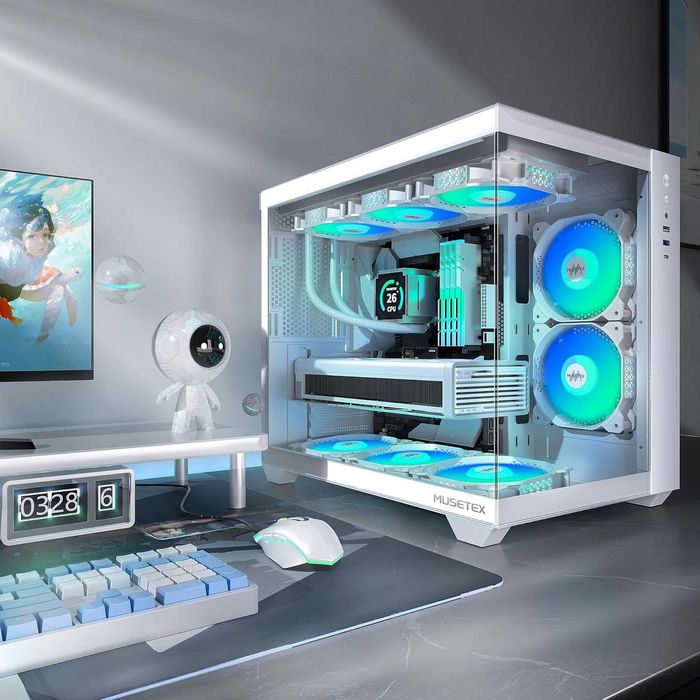 Obudowa komputerowa MUSETEX ATX Mid Tower ARGB 270° szkło