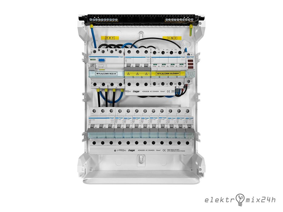 Rozdzielnica elektryczna natynkowa z zabezpieczeniami 2x12 modułów