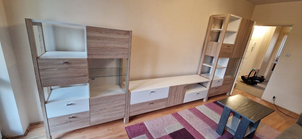 Meble do salonu, białe, dąb sonoma