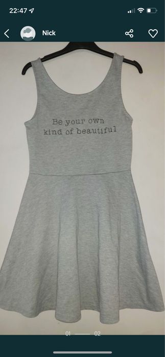 Sukienka młodzieżowa szara H&M roz. 38