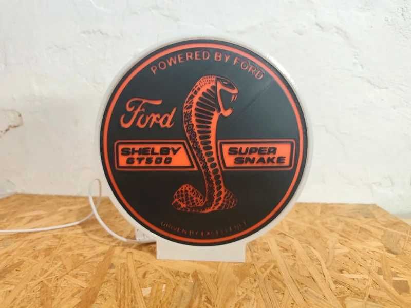 Lightbox Luminaria decorativa Ford Shelby GT500 Super Snake cx branca
