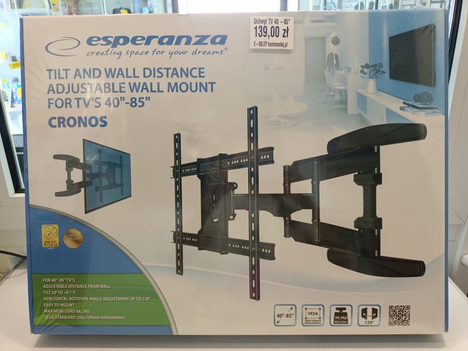 NOWY uchwyt TV 40"-85" max.68kg Esperanza Cronos Komis Madej Sosnowiec