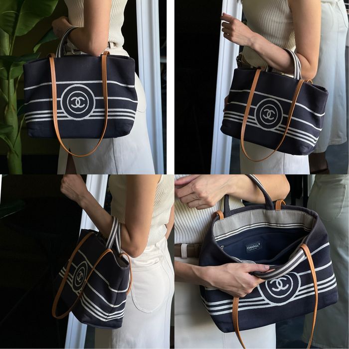 Chanel Canvas Tote navy/white — Made in Italy, Оригінал !