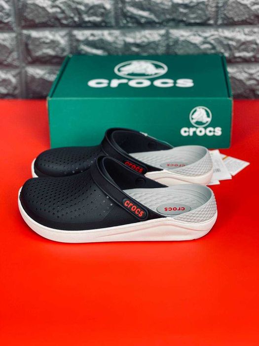 Шлепанцы Crocs мужские Black\Gray Стильні шльопанці Крокс ультралегкі / повседневные мягкие кроксым / размеры в наличии