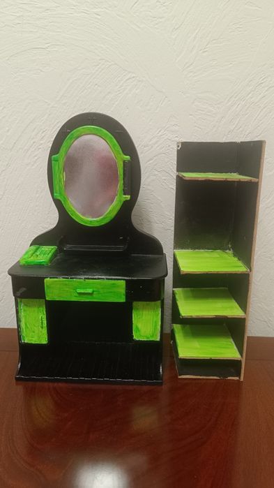 Меблі для барбі, монстер хай,  стелаж і комод з дзеркалом