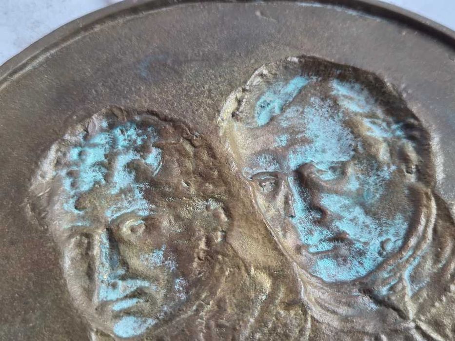 Stara plakieta Napoleon Bonaparte Książę Józef Poniatowski sygnowana 16 cm