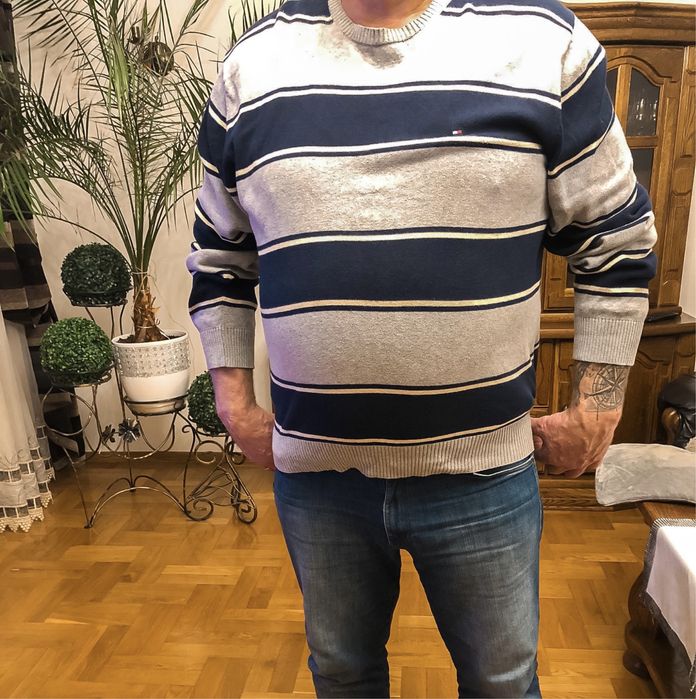 Męski sweter w paski tommy hilfiger XXL