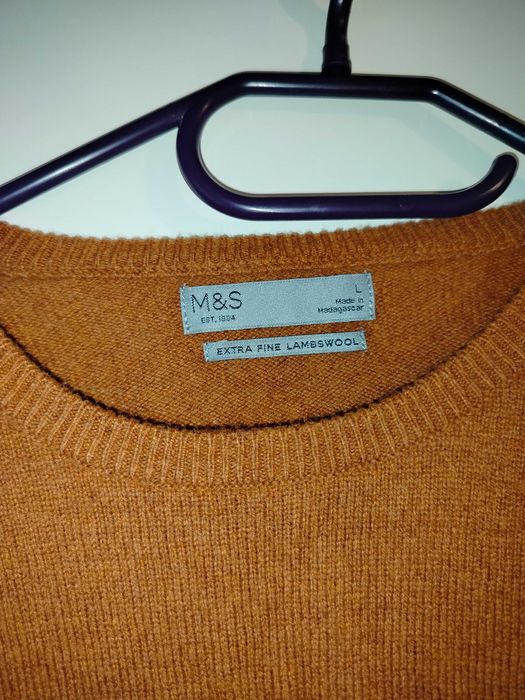 Sweter wełniany karmelowy brązowy L