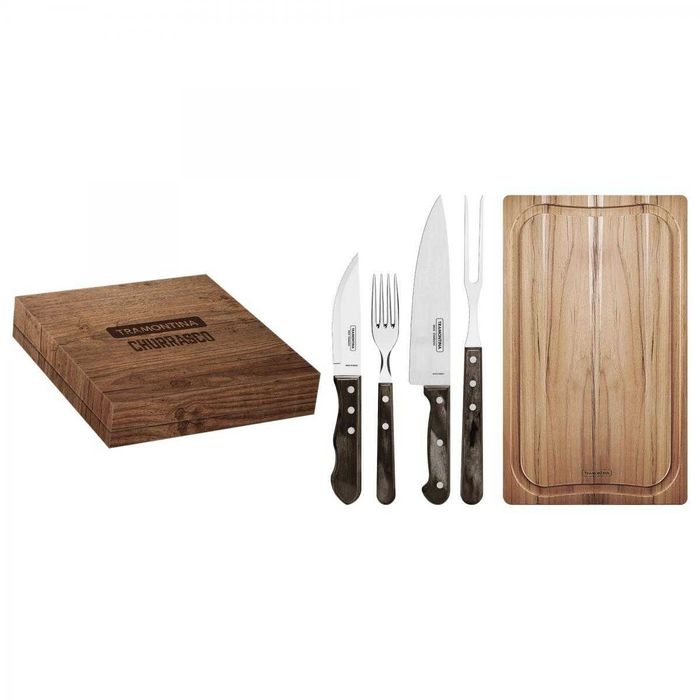 BRASIL - TRAMONTINA - Maleta 15 Peças Polywood Castanho – Kit Churrasco BBQ com 15 Pcs. (frete grátis para Portugal Continental)