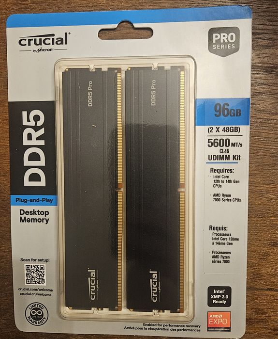 RAM crucial DDR 5 96GB (2x48gb) 5600MT/s CL46