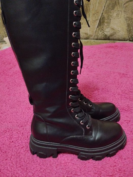 Сапоги єкошкіра шнурівка 39-40