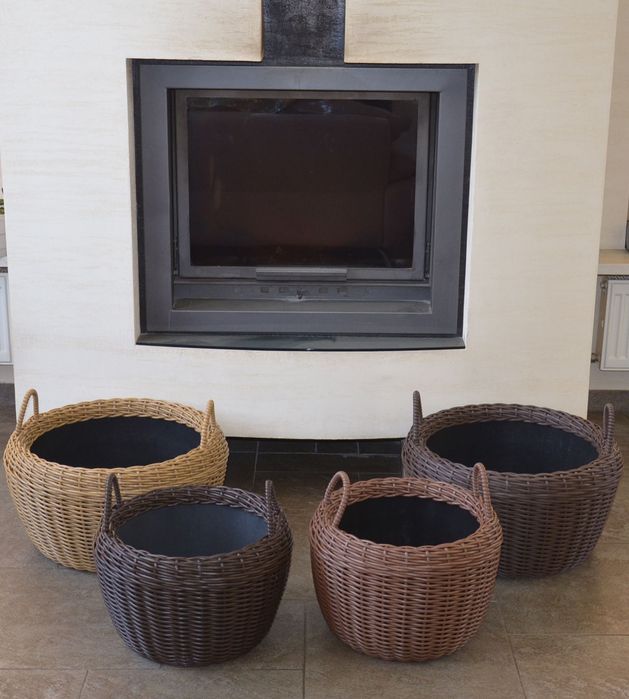 Корзина для дров, плетеная дровница, кошик з ротанга, Кашпо, дровниця