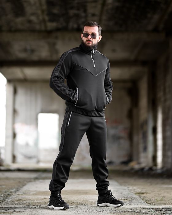 спортивний костюм чорний на флісі чоловічий/костюм мужской