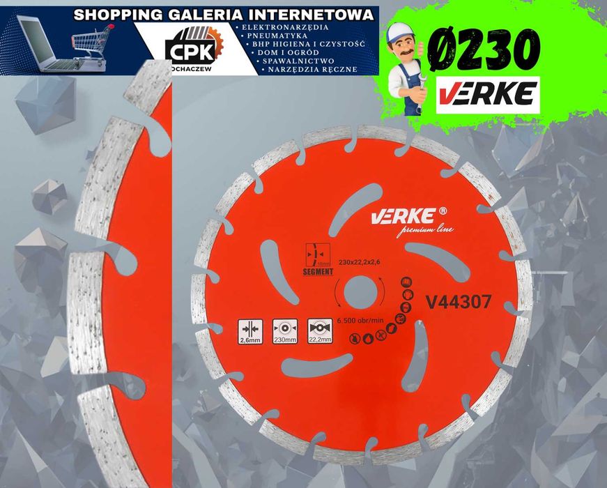 Tarcza diamentowa segmentowa Verke 230 mm Beton, Kamień, cegła CPK