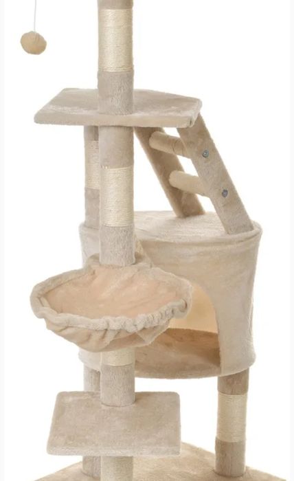 Nowy Duży Drapak XL 5 poziomów beżowy legowisko domek bardzo stabilny