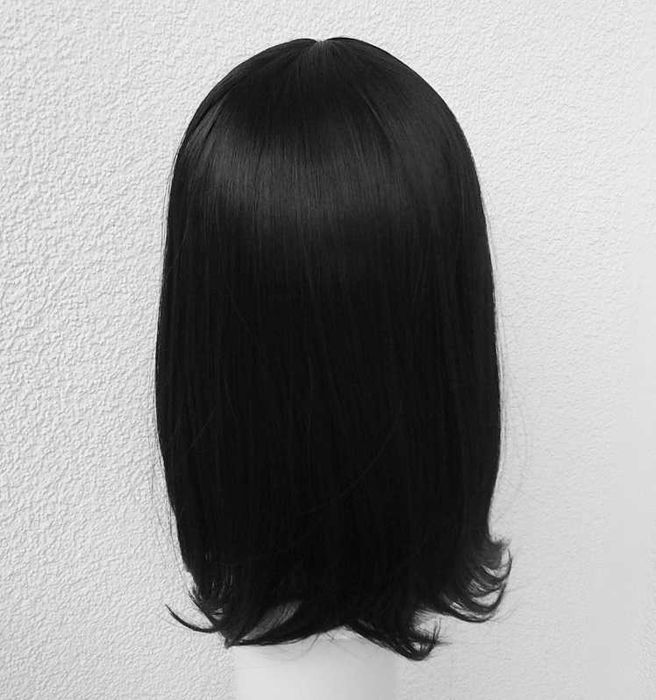 Mikasa cosplay wig czarna krótka peruka z grzywką bob czarny krótki
