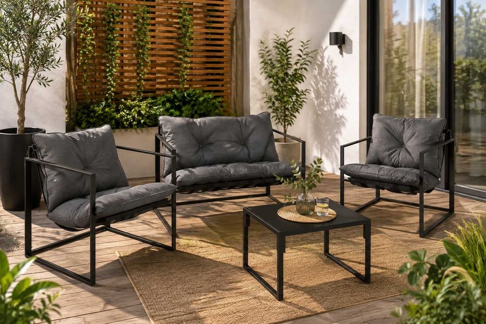 NOWY Zestaw Mebli Ogrodowych 4 el. | Sofa + 2 Fotele + Stolik | Wysylka GRATIS