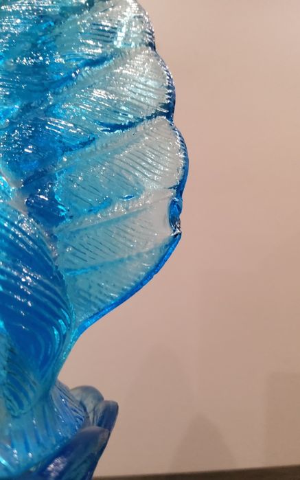 Duża kura szklana – Huta Szkła Ząbkowice – 21 cm – niebieska