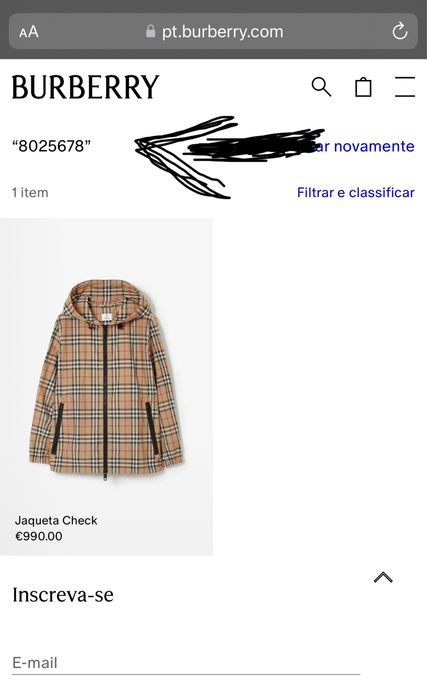 Jaqueta Check Burberry
