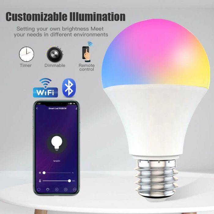 Lâmpada LED com app, wifi rgb. Funciona com alexa google