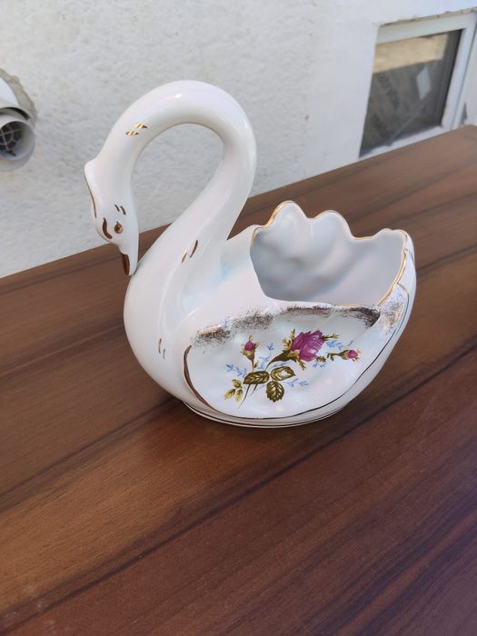 Porcelanowy Łabędź Chodzież PRL | Bomboniera / Osłonka | Złota Róża