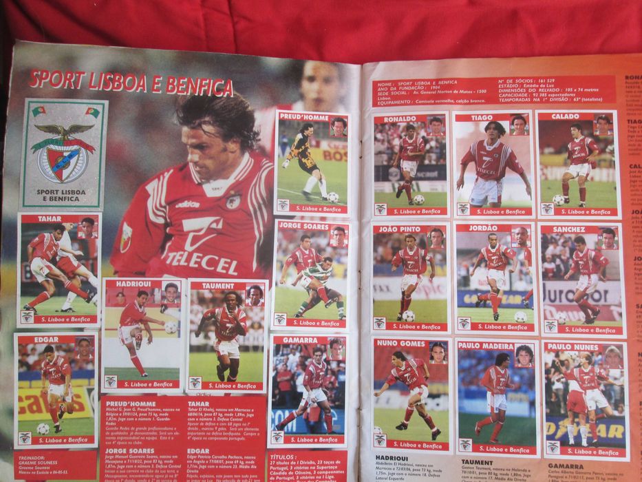 Caderneta completa de cromos Panini do campeonato português 97/98