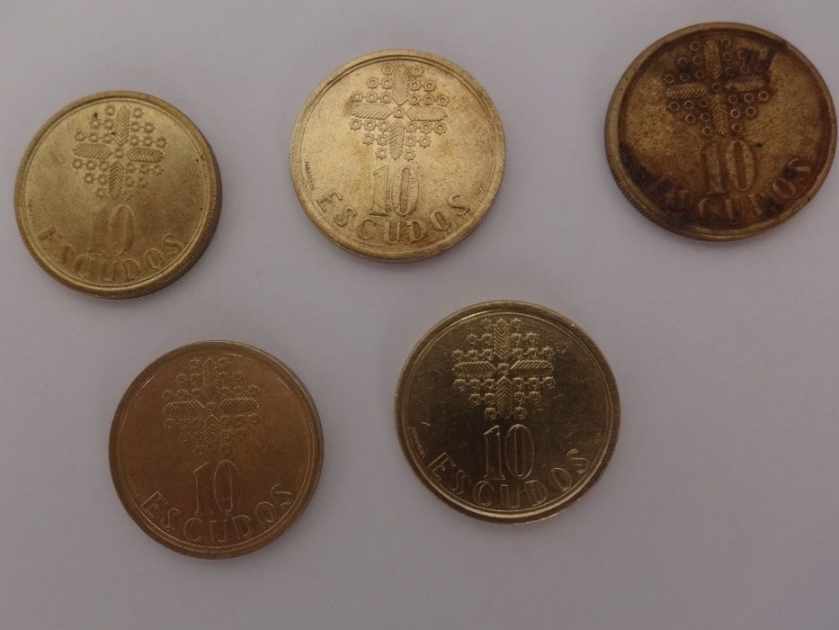 Moedas de 1$00, 5$00 e 10$00 Republica Portuguesa