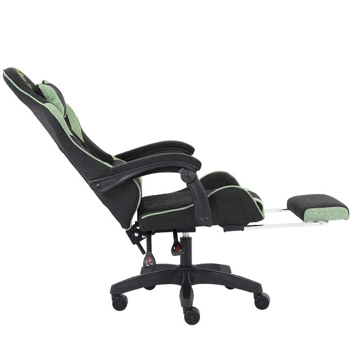 Fotel Gamingowy z podnóżkiem INFINI Core Green z tkaniny