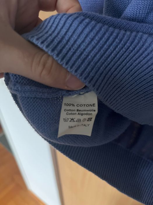 Męski sweter DALMINE 100% bawełna Made in Italy r. L (52) Half-Zip błękitny