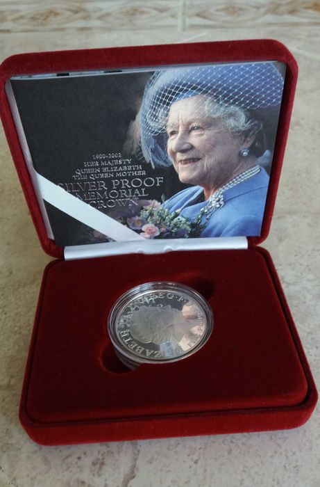 5 libras prata prof 0,925, póstuma rainha mãe.