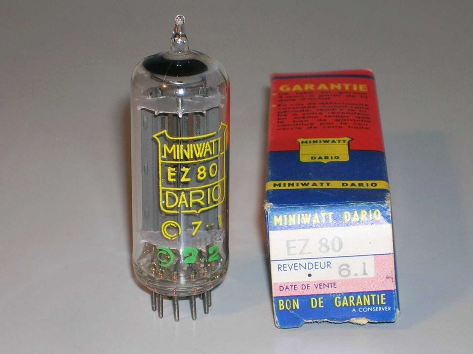 Válvula electrónica rectificadora EZ80 Dario  Miniwatt.