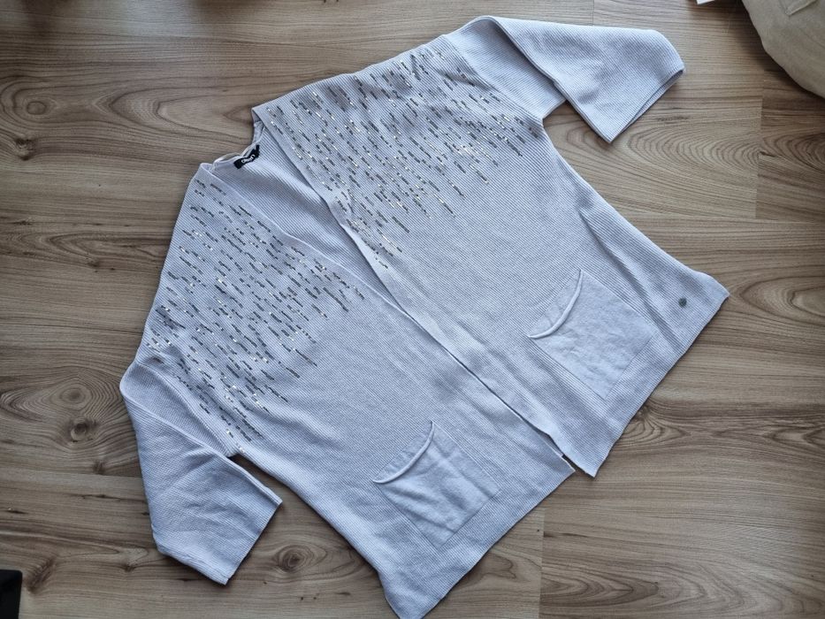Szarobeżowy sweter kardigan rozmiar M Olsen oversize