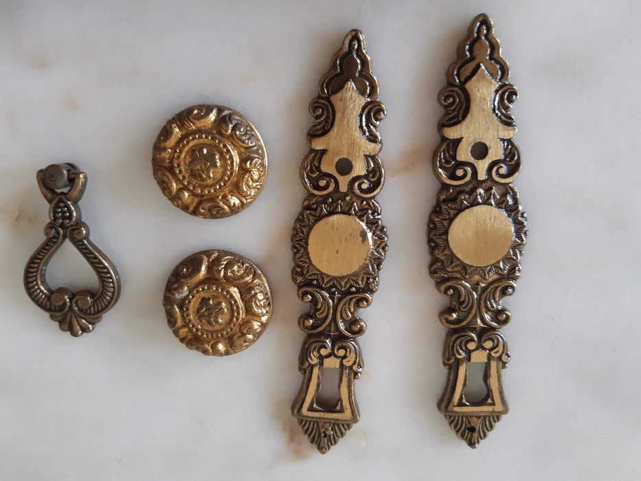 Conjunto peças bronze, anos 40, excelente estado