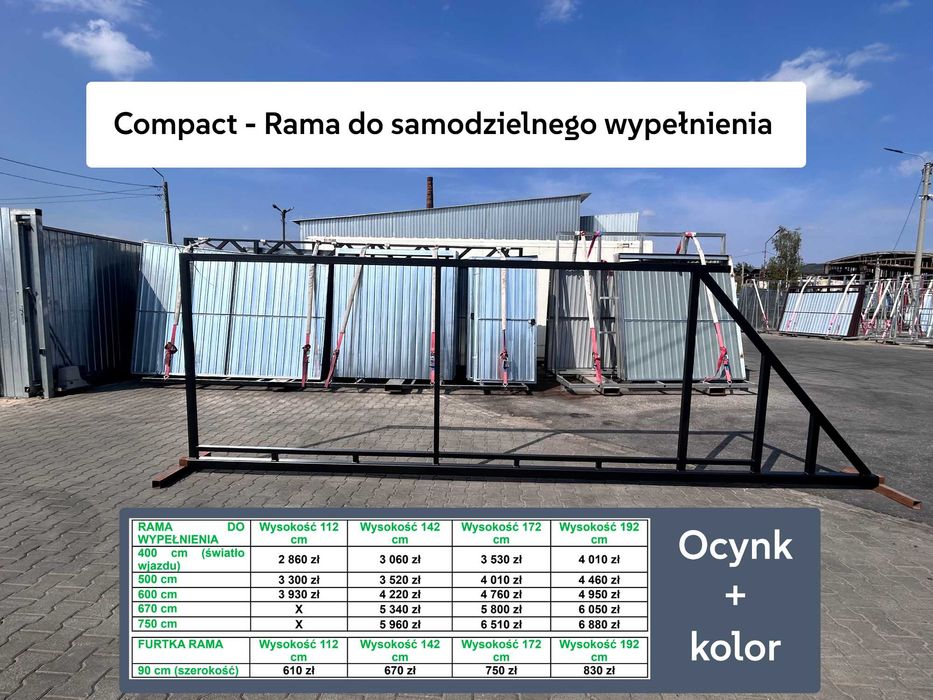 Brama przesuwna do samodzielnego wypełnienia 4m - 7,5m PRODUCENT