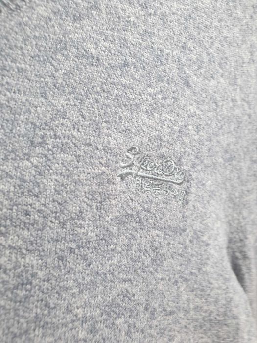 Niebieski szary sweter bawełniany kaszmir Superdry L
