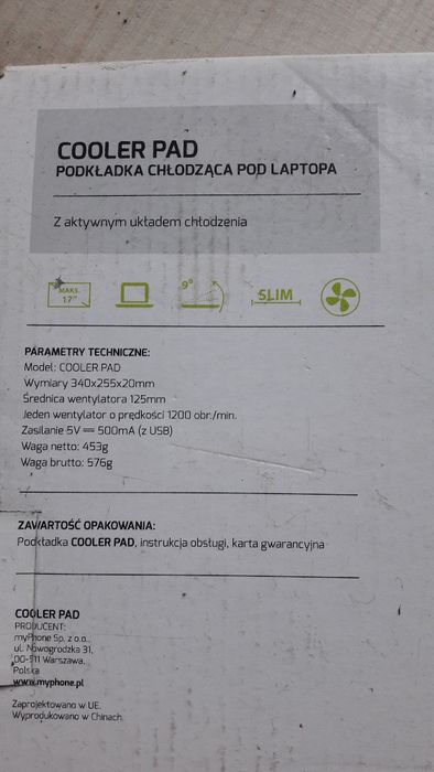 Podkładka chłodząca pod laptop do 17 cali USB *NOWA*