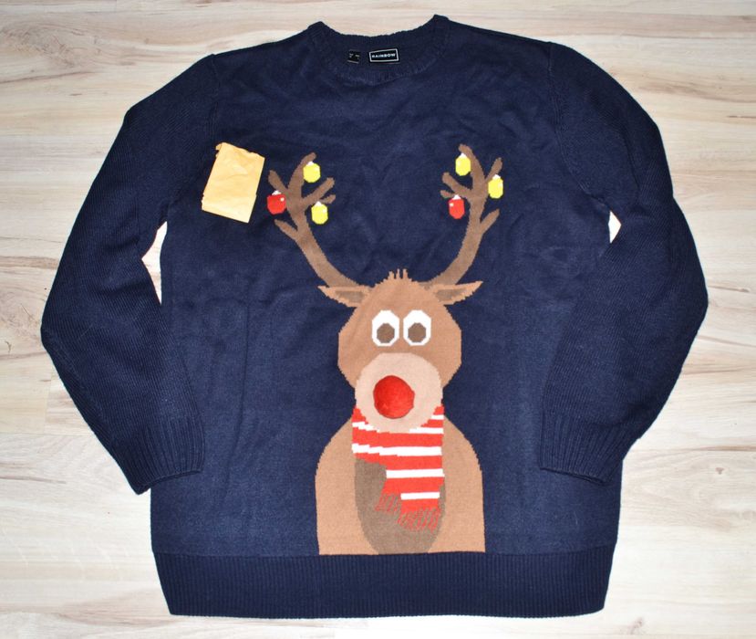 9* Rainbow Świąteczny sweter Renifer  L