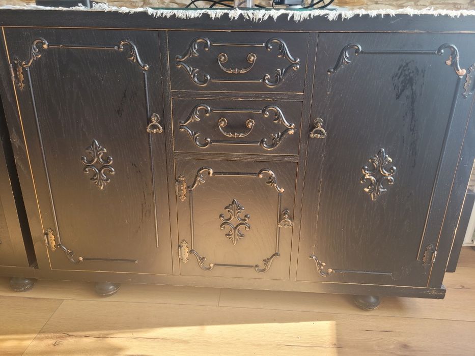 Meble czarne,  antyk drewno blaty do renowacji