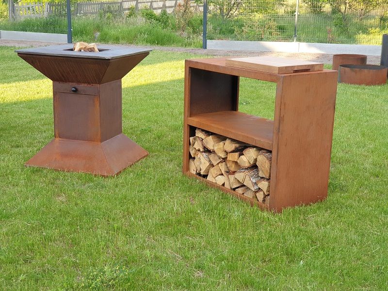 Palenisko ogrodowe Corten z regulowanym rusztem Grill BBQ