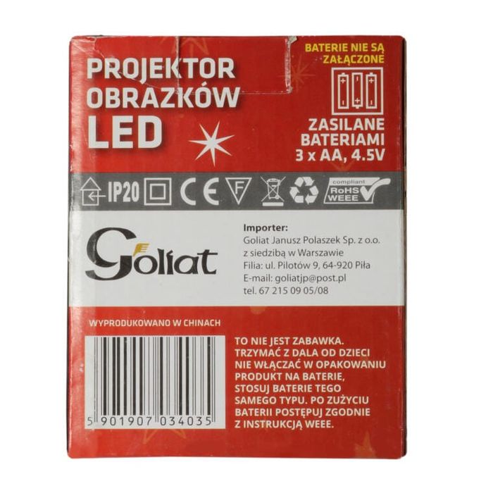 Projektor Świąteczny LED z 6 Wzorami do Użycia na Zewnątrz