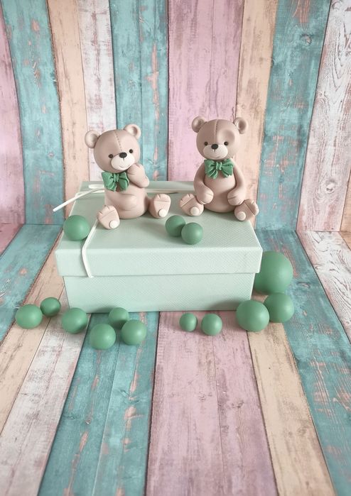 Dekoracja z masy cukrowej misie chrzest święty roczek 2