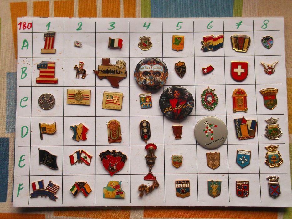 Pins de coleção de vários temas