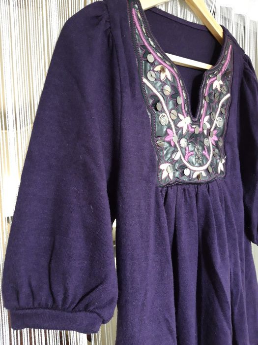 Vestido largo de malha de cor roxa (S)