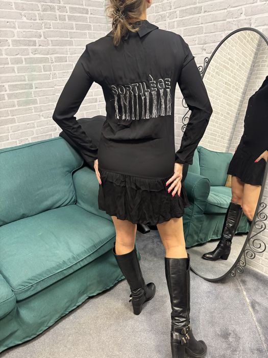 Patrizia Pepe sukienka viscose wiskoza frędzle szyfonowa falbanka xs s