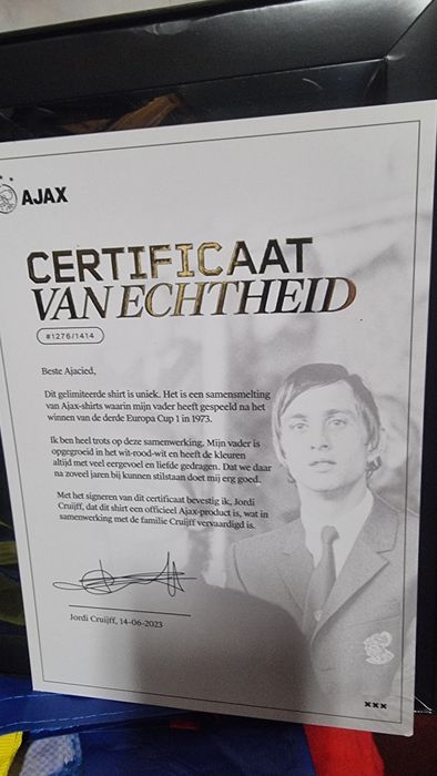 Camisola do  ajax johan cruiff  n 14 ajax anos 70comcertificado