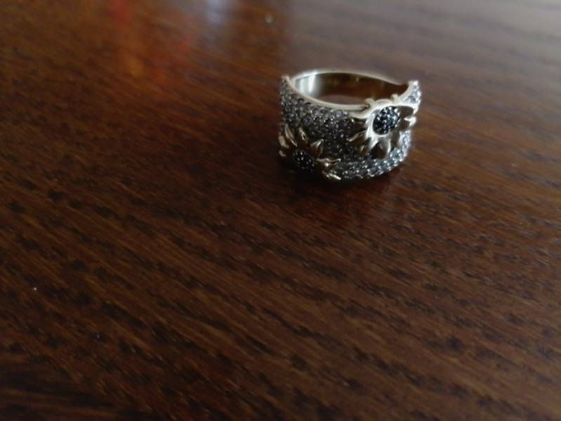 Piekny zloty pierscionek Słoneczniki