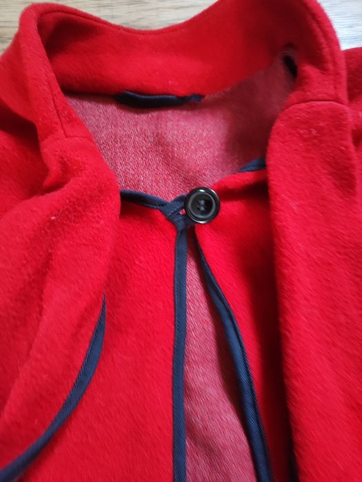 Ponczo peleryna 46 44 XXL pani mikolajowa świąteczny  czerwony płaszcz